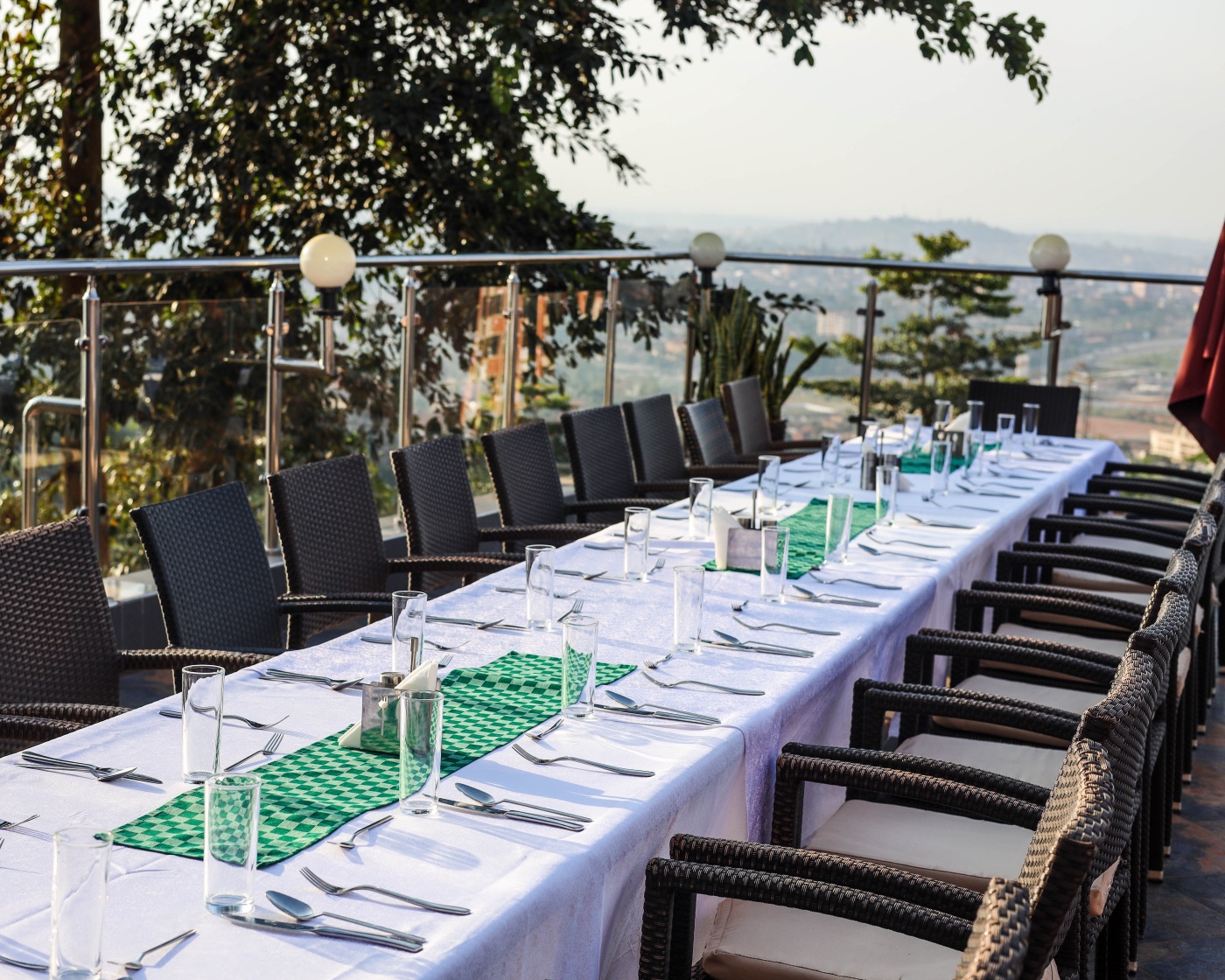 Aruba Terrace long table set for a daytime celebration