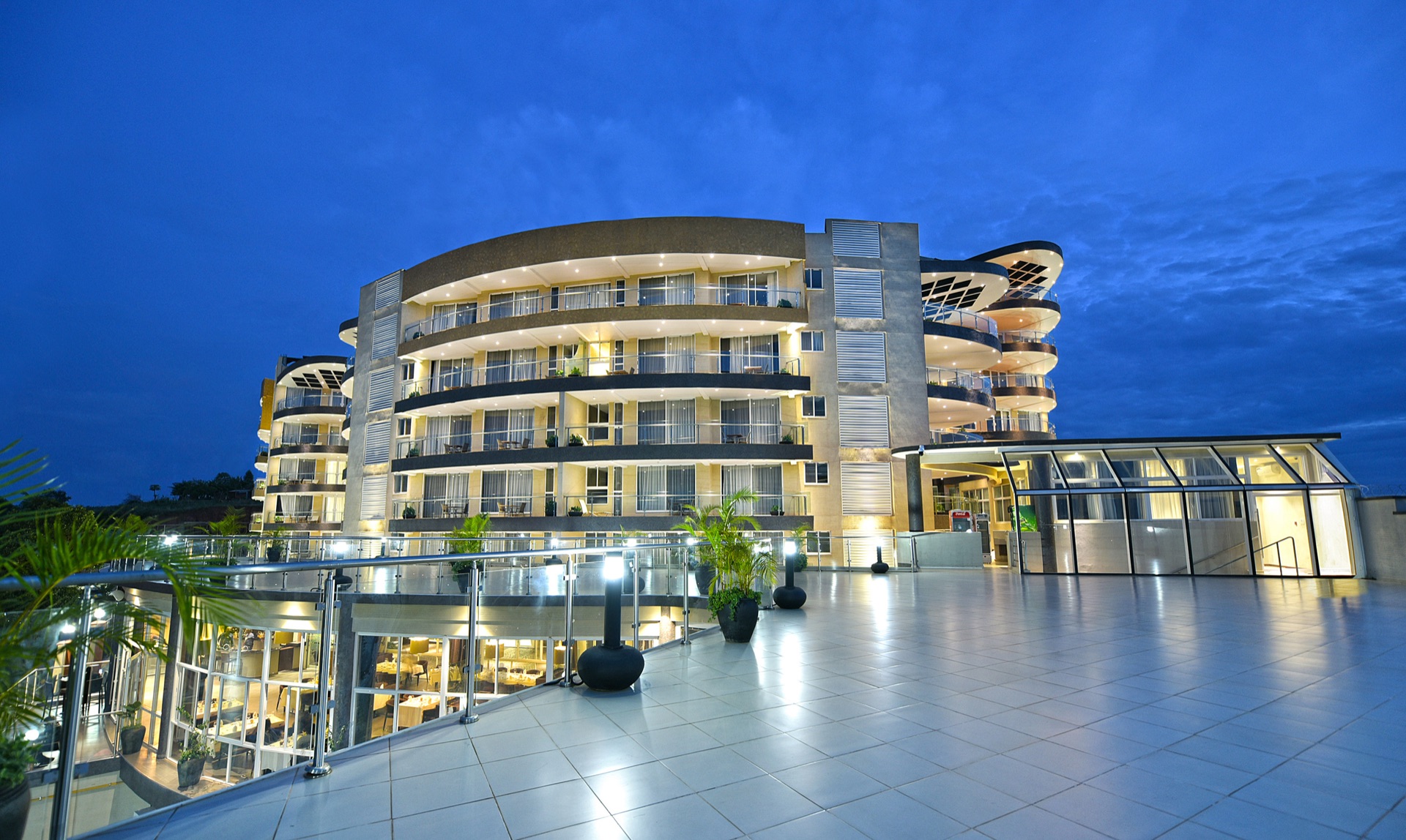 Skyz Deck at dusk with sweeping panoramic views